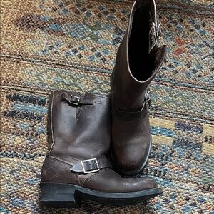 Frye Dark Brown Leather Engineer Boots